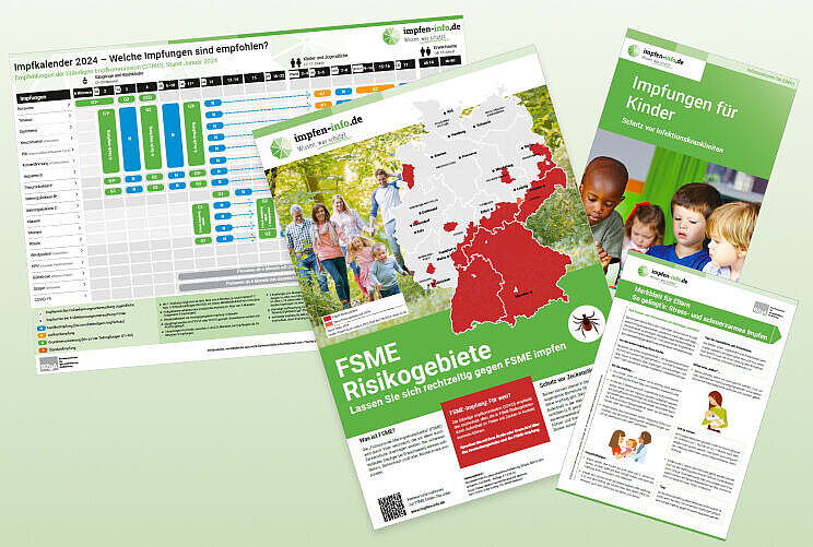 Verschiedene Flyer und Broschüren zum Thema Impfen