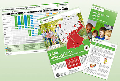 Verschiedene Flyer und Broschüren zum Thema Impfen
