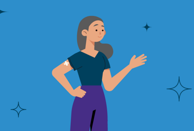 Junge Frau mit Pflaster am Arm