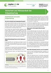 Vorschau Merkbatt Sicherheit und Wirksamkeit der Grippeimpfung
