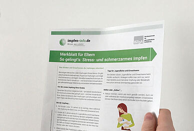 Merkblatt für Eltern stress- und schmerzarmes Impfen